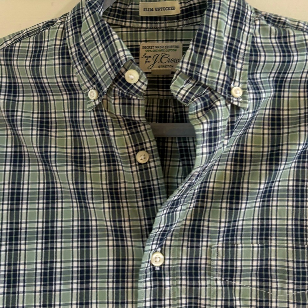 J. Crew Green & Navy Plaid Button Down